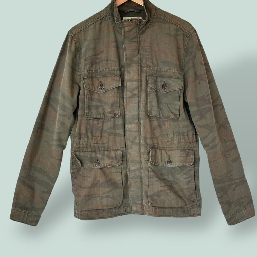 Vintage Lucky Brand Military Camo Jacket Four Pockets Green Size‎ Medium Grunge
